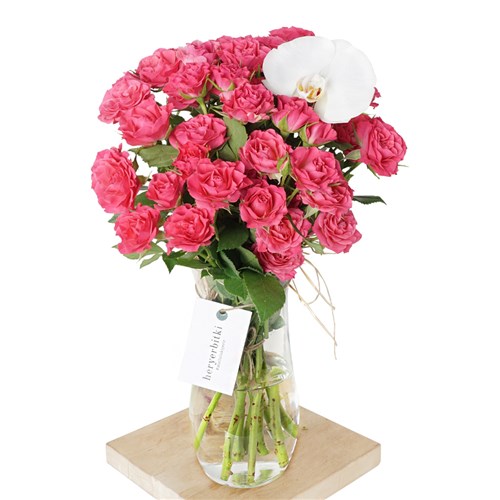 Happiness Gift (Pembe Güller ve Orkide Kandili Buketi)
