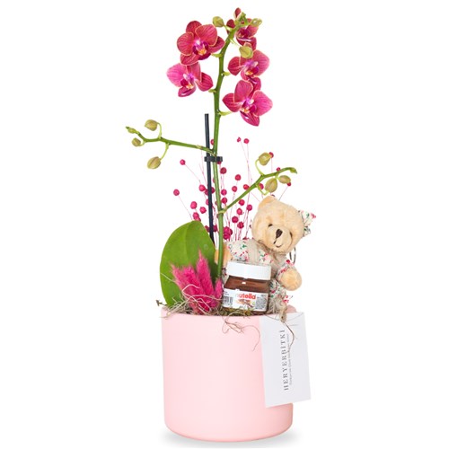 Best Coral Orchid & Nutella Gift (Ateş Orkide Aranjmanı)