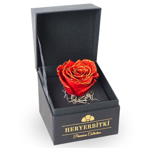 Premium Kutuda Simli Kırmızı Solmayan Gül
