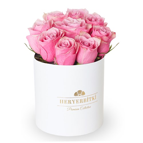 Premium Beyaz Kutuda Pembe Güller