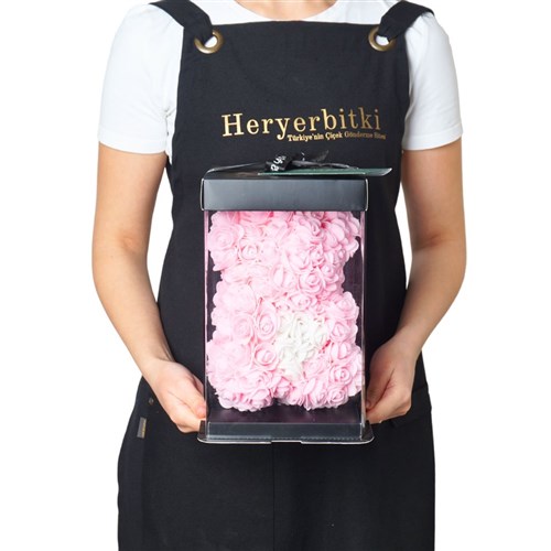 Teddy Rose Kalpli Gül Pembe-Beyaz