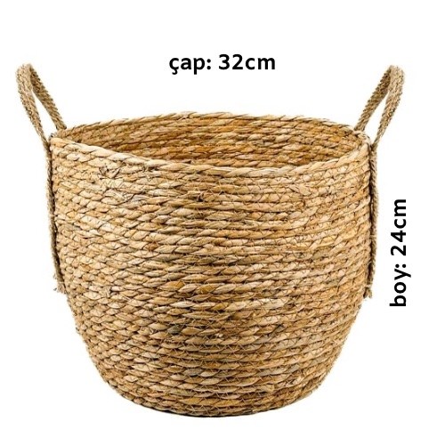 Boho Düz Hasır Saksı