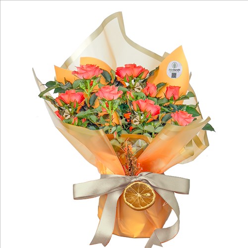 Turuncu Minyatür Gül (Mini Rose) Hediye Paketli