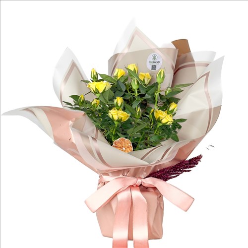 Sarı Minyatür Gül (Mini Rose) Hediye Paketli