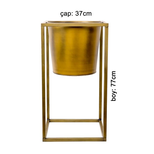 Ayaklı Gold Metal Saksı 37cm