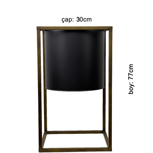 Ayaklı Siyah Metal Saksı 30cm