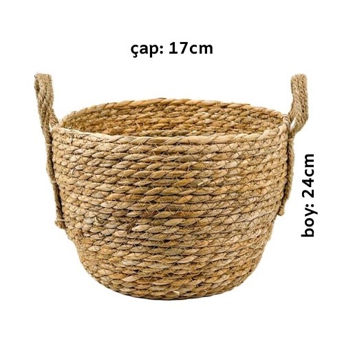 Boho Düz Hasır Saksı