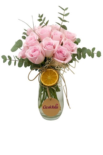 Cam Vazoda 13 Pembe Gül