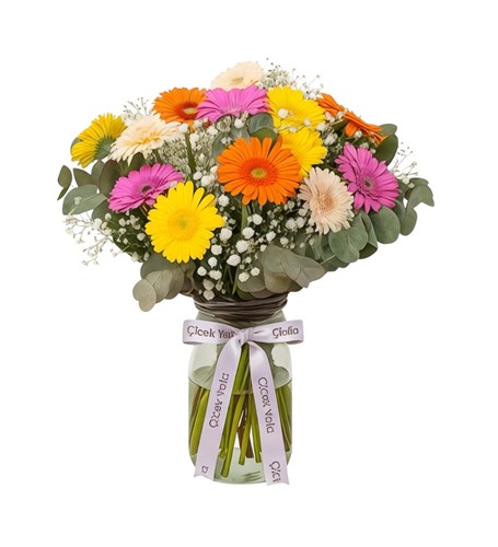 Cam Vazoda Gerbera Aranjmanı