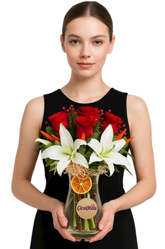 Red Rose White lily