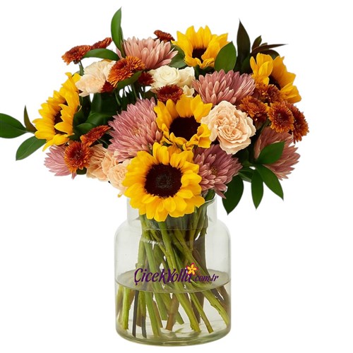 Sunflower and Carnation Bouquet