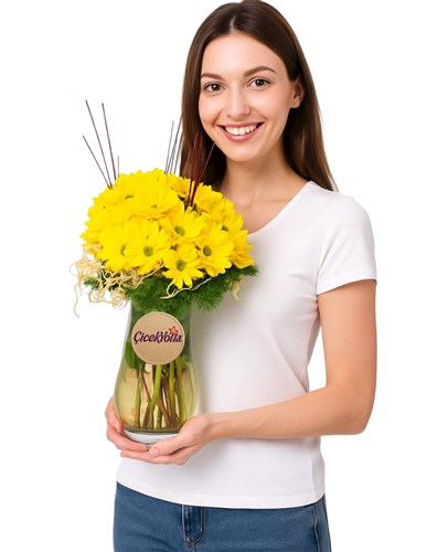 Yellow Daisy Arrangement in a Vase